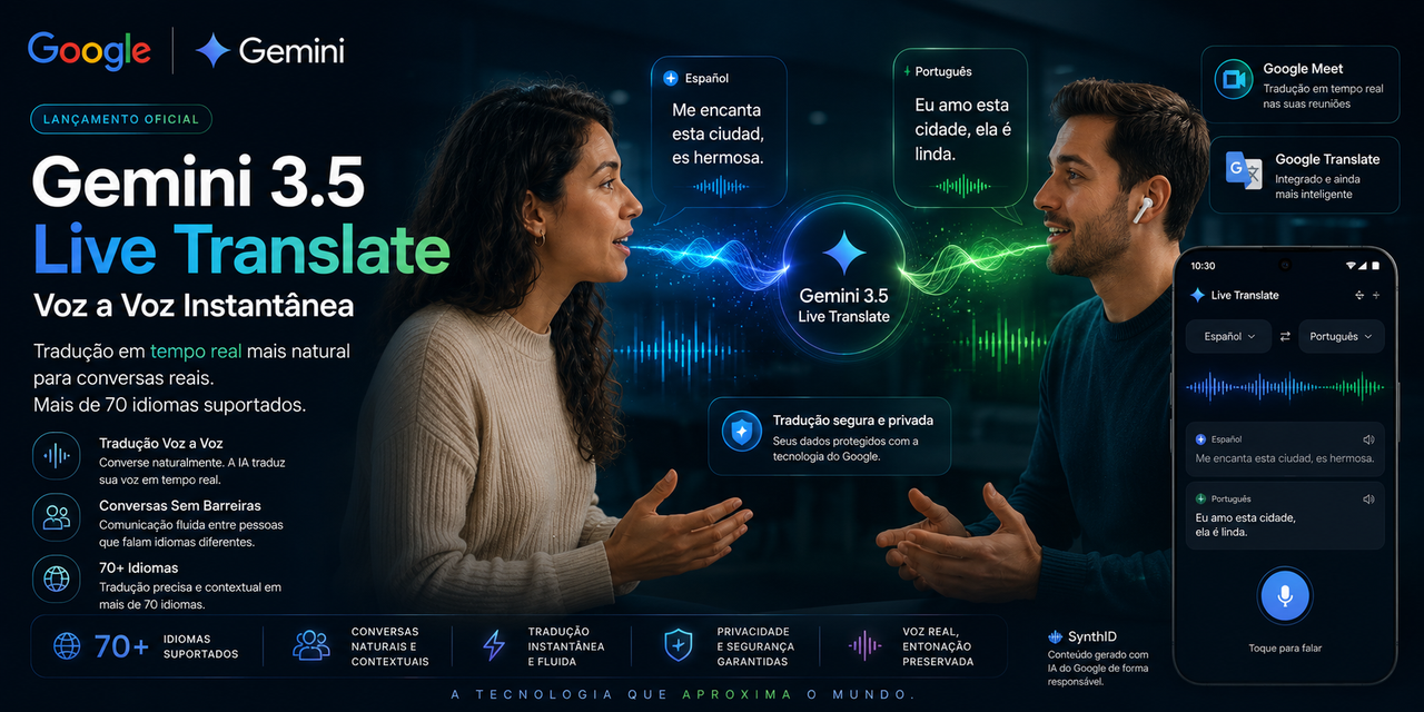 Gemini 3.5 Live Translate: Google Traz Tradução Voz a Voz Instantânea e Natural