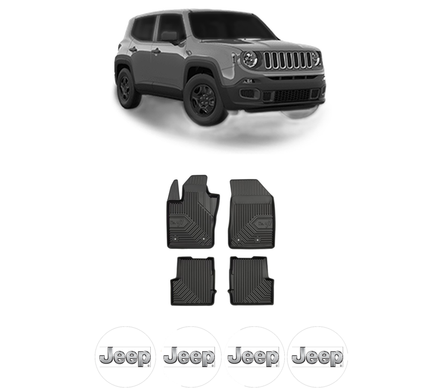 Set covorase presuri JEEP RENEGADE VAN (BU, B1) din 2014-2018, auto, din cauciuc thermoplastic, 4 Stickere auto cu JEEP