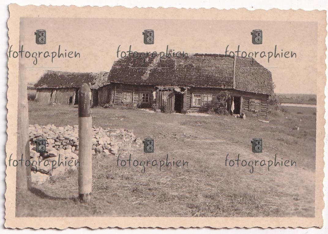 orginal Foto 2. Weltkrieg Baltikum Estland Bevölkerung Haus Hütte