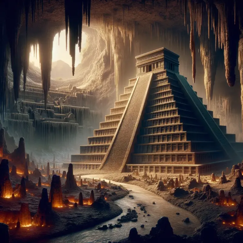 DALL·E 2024-03-27 10.34.11 - Modify the volcanic ziggurat image by reducing the lava on and around t