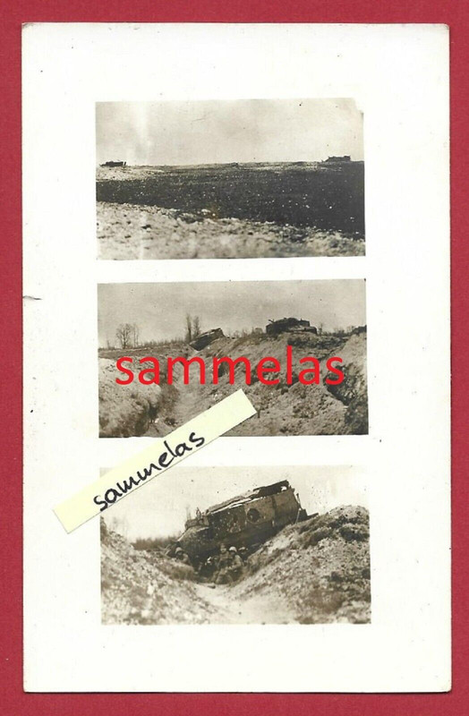 WK1 Foto 3 x Panzer Tank französisch englische Tanks Panzerschlacht Front 3169