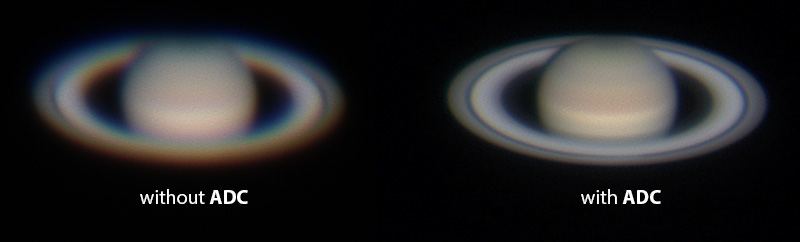 ejemplo de dispersi�n crom�tica sobre Saturno corregida por ADC