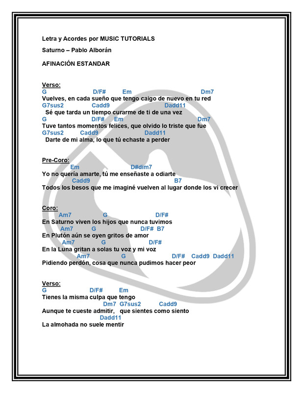 Saturno Pablo Alborán Letra y Acordes by MUSICTUTORIALS_page-0001