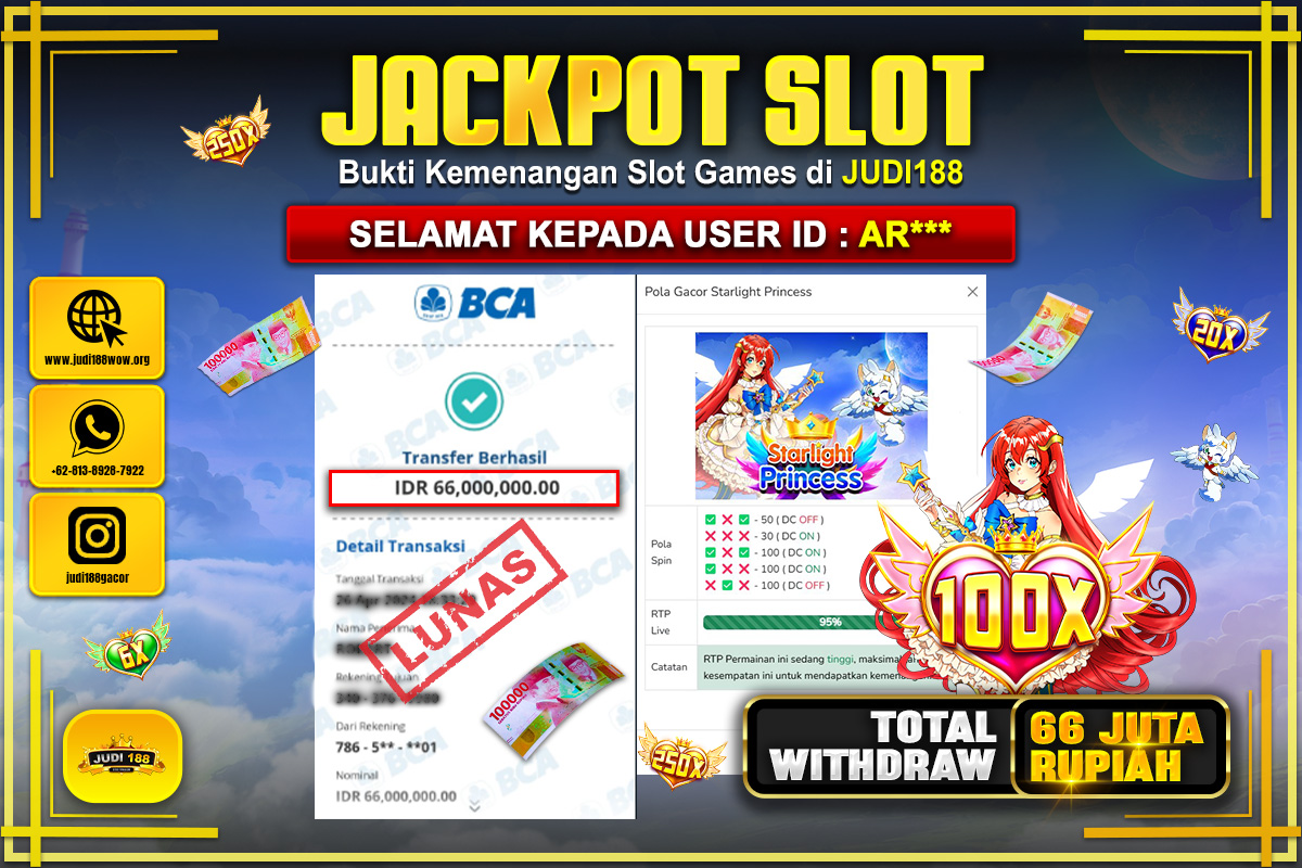 JUDI188 JACKPOT SLOT STARLIGHT PRINCESS Rp.66.000.000,- SUDAH DIBAYARKAN!