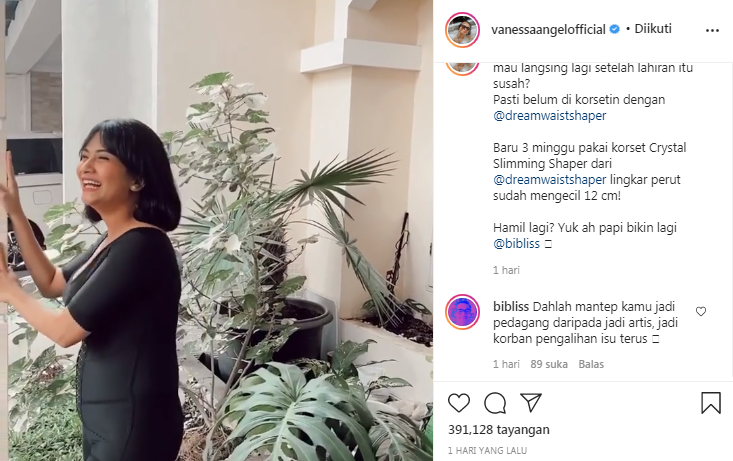 Suami lebih senang bila Vanessa Angel beralih profesi jadi pedagang ketimbang menjadi artis