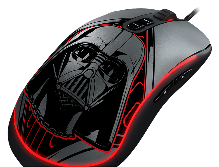 El mouse Primus Gladius mostrando su iluminación RGB y sus botones programables.