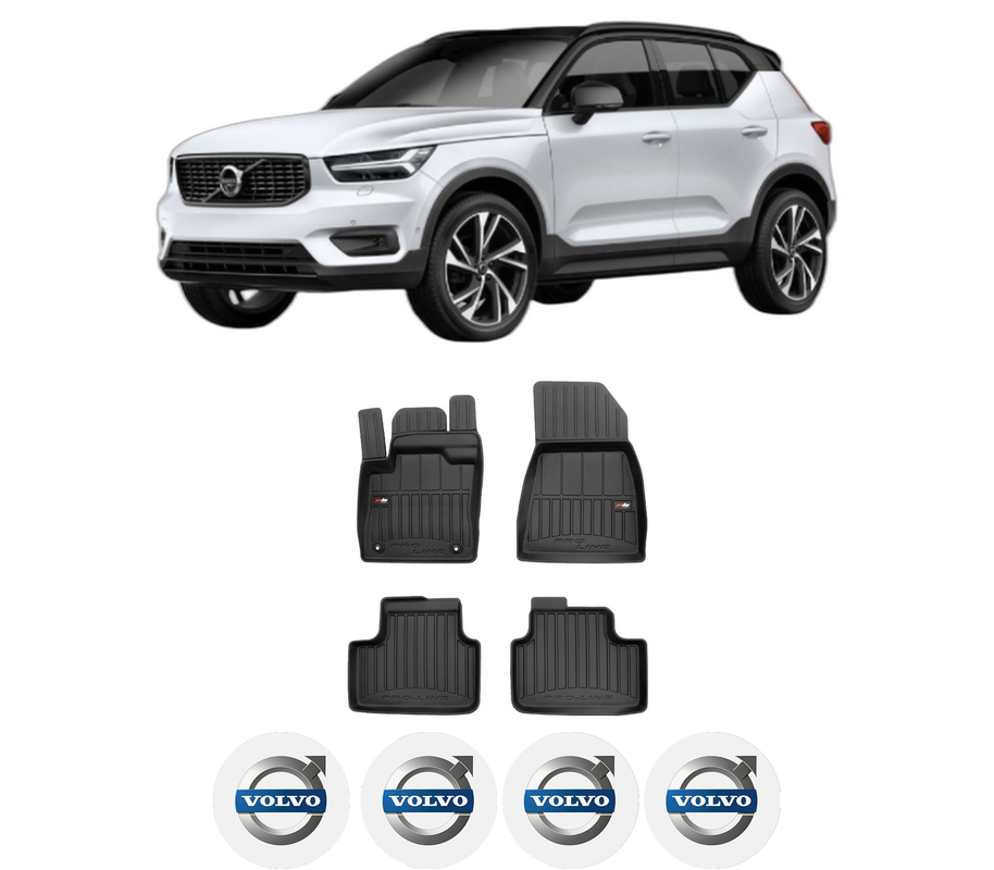 Set covorase presuri VOLVO XC40 (536) din 2017-2023, auto, din cauciuc thermoplastic, 4 Stickere auto cu VOLVO