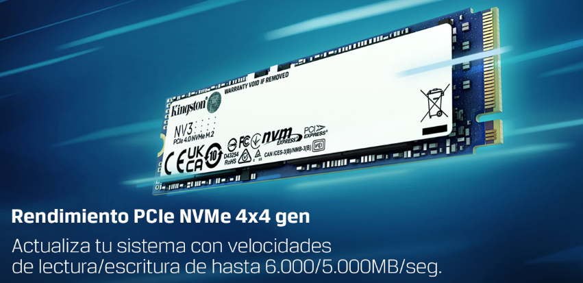 El SSD Kingston NVMe instalado en la ranura M.2 de una laptop.