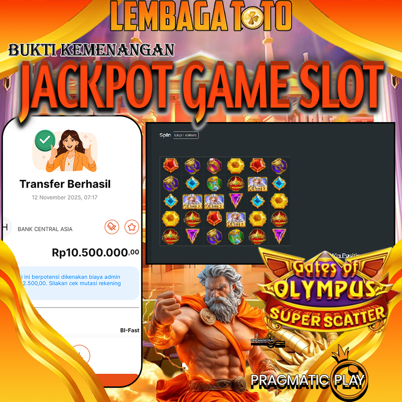 BUKTI JACKPOT 13 NOVEMBER LEMBAGATOTO GATES OF OLYMPUS SUPER SCATTER Rp.10.500.000,- LUNAS