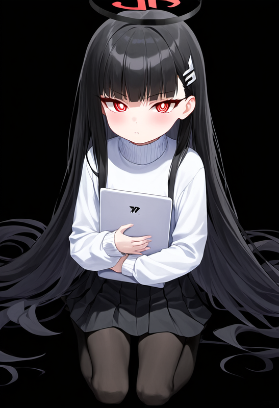 1 girl, healthyman, rio (blue archive), aged down, {little child}, black backgro s-3338084823