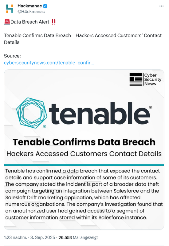 Tenable Datenvorfall