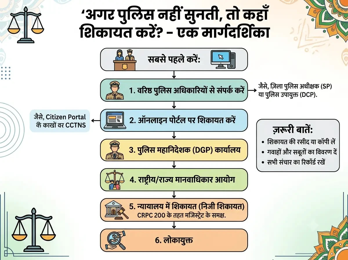 अगर पुलिस नहीं सुनती तो कहाँ शिकायत करें? जानिए पूरी कानूनी प्रक्रिया