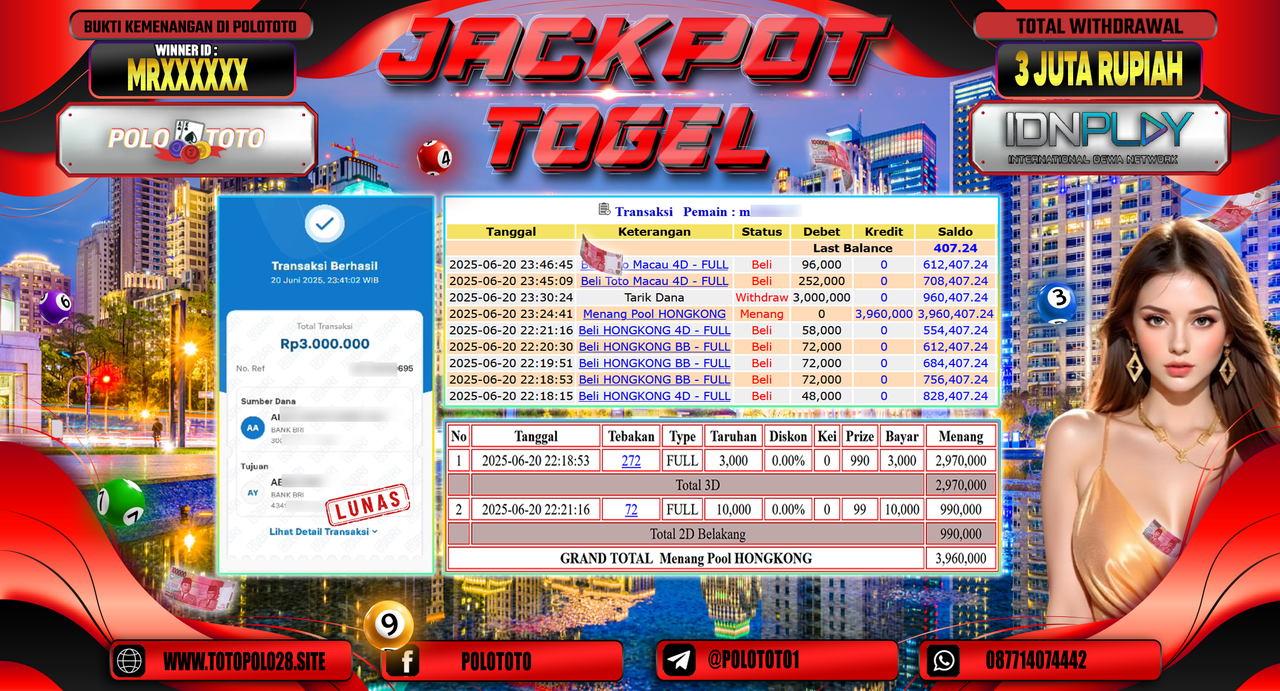 POLOTOTO JACKPOT TOGEL HONGKONG LOTTO Rp.3.000.000,-