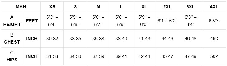 shirt size chart