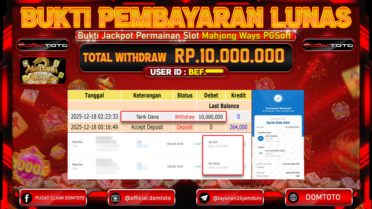 JACKPOT SLOT Mahjong Ways PGSof 18 DECEMBER 2025