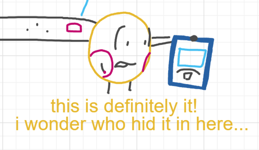 A panel from A Murder On The, episode six of the Board Boards object show by Furretwalk/WalkingFurret.