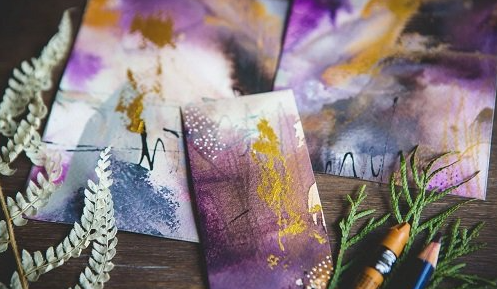 Mixed Media Abstracts – Experiment With Water Soluble Supplies – Crayons, Pencils, Inks and More