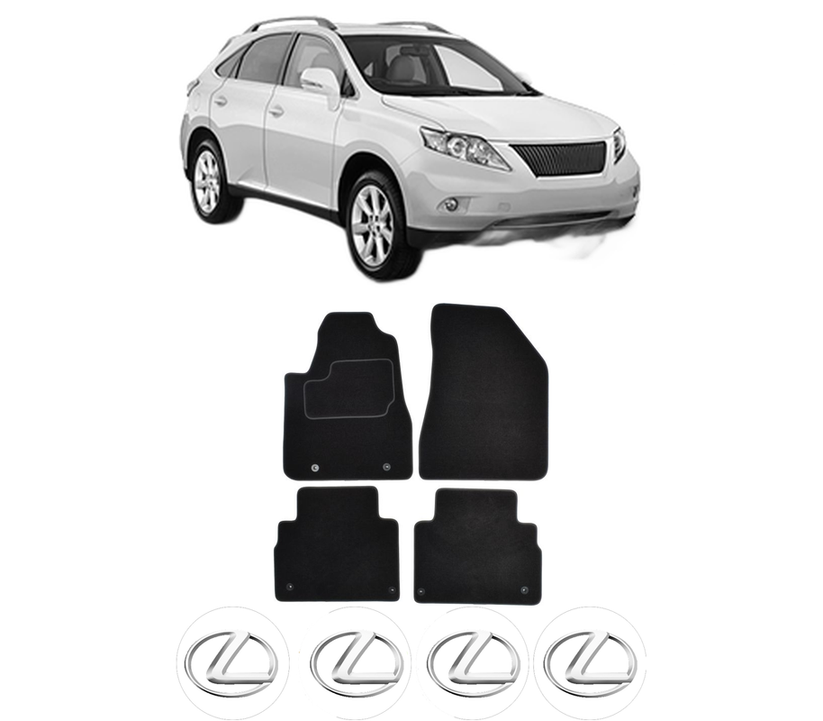 Set Covorase Presuri LEXUS RX (_L1_) din 2008-2015, Auto, Material Textil Mocheta, 4 Stickere auto cu LEXUS