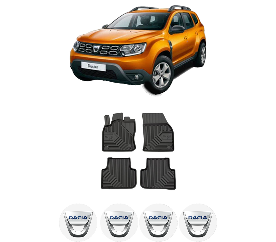 Set covorase presuri DACIA DUSTER SUV Van din 2011-2018, auto, din cauciuc thermoplastic, 4 Stickere auto cu DACIA