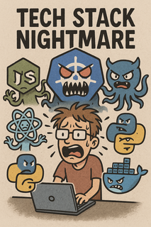 A conceptual image representing a chaotic tech stack with tangled cables.