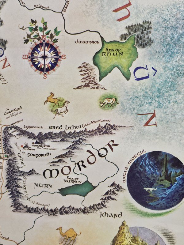 Mordor closeup on Pauline Baynes map