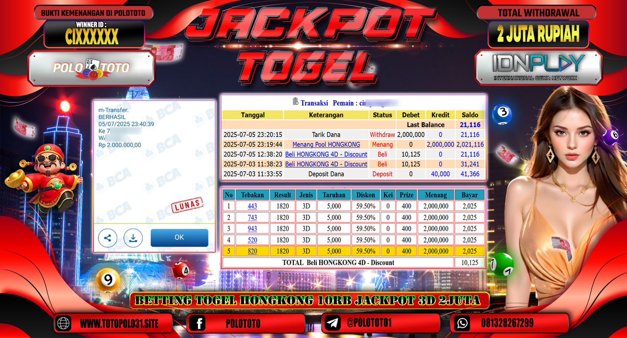 POLOTOTO JACKPOT TOGEL HONGKONG LOTTO Rp.2.000.000,-