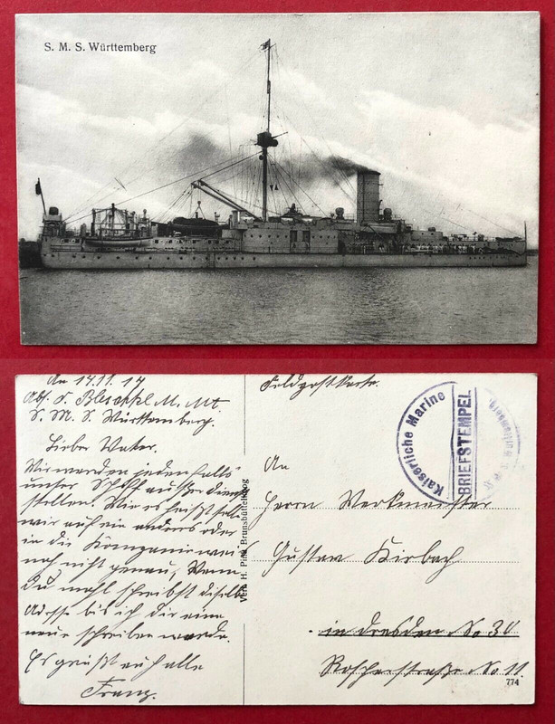 AK Kaiserliche Kriegsmarine 1. WK 1914 S. M. S. Württemberg ( 97306