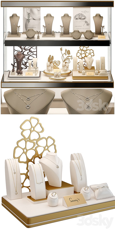 Jewelry showcase for a store. Jewelry stand. Display