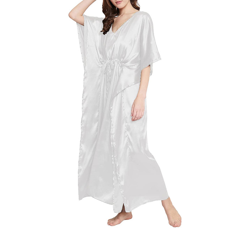 Women Satin Silk Nightdress Lingerie Sleepwear Nightgown Maxi Robe Loungewear - Picture 116 of 125