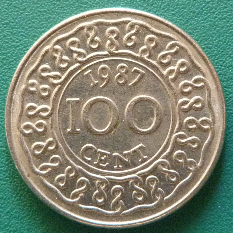 100 Centavos Florín. Surinam (1987) SUR-100-Centavos-Gulden-1987-rev