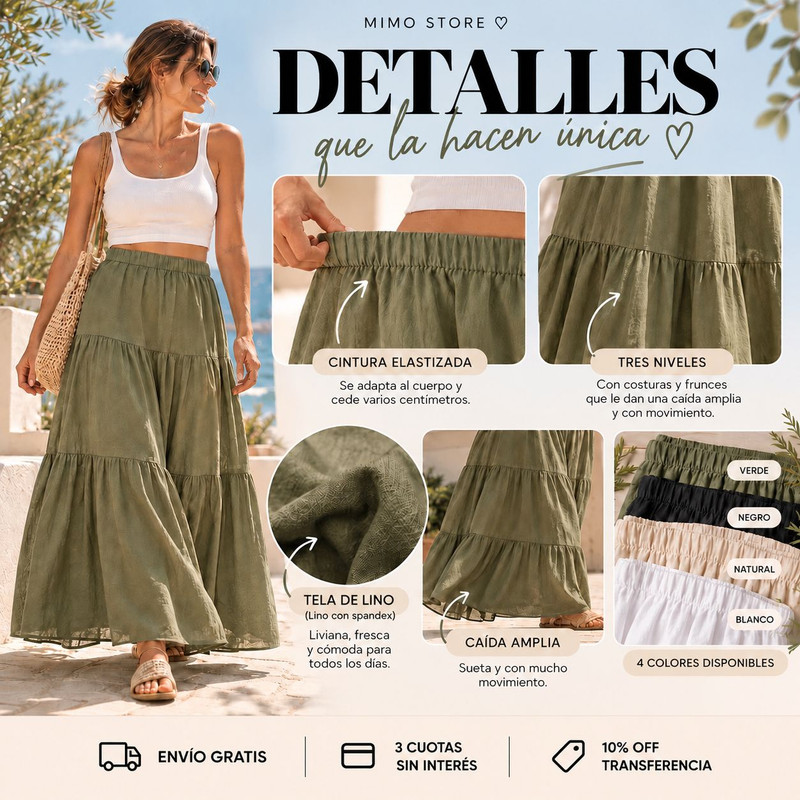 Pollera Larga de Lino MIMO STORE