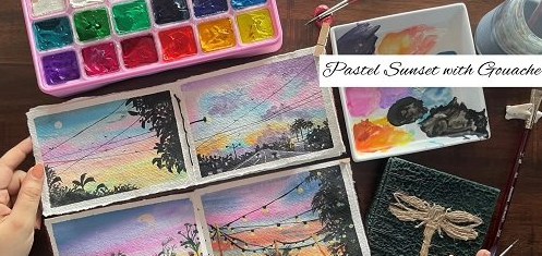 Pastel Sunset With Gouache - Learn to Paint 4 Expressive Sunset Skies