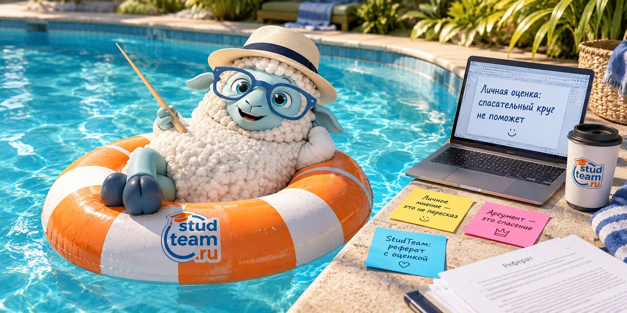the sheep lies on a large life ring in a swimming pool