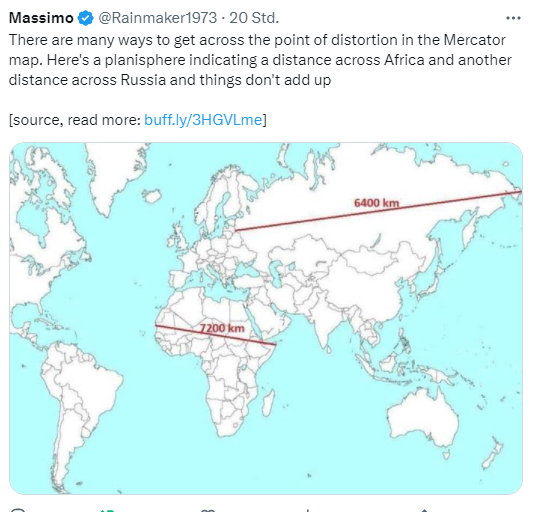 Mercator-Projektion einer Landkarte
