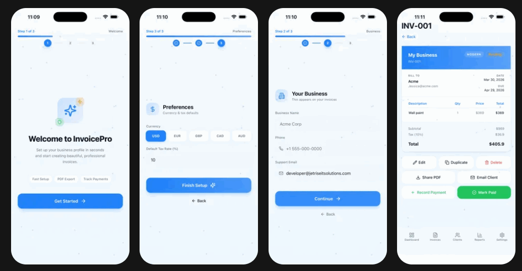 Ứng dụng JetRise tạo hóa đơn chuyên nghiệp trên iPhone