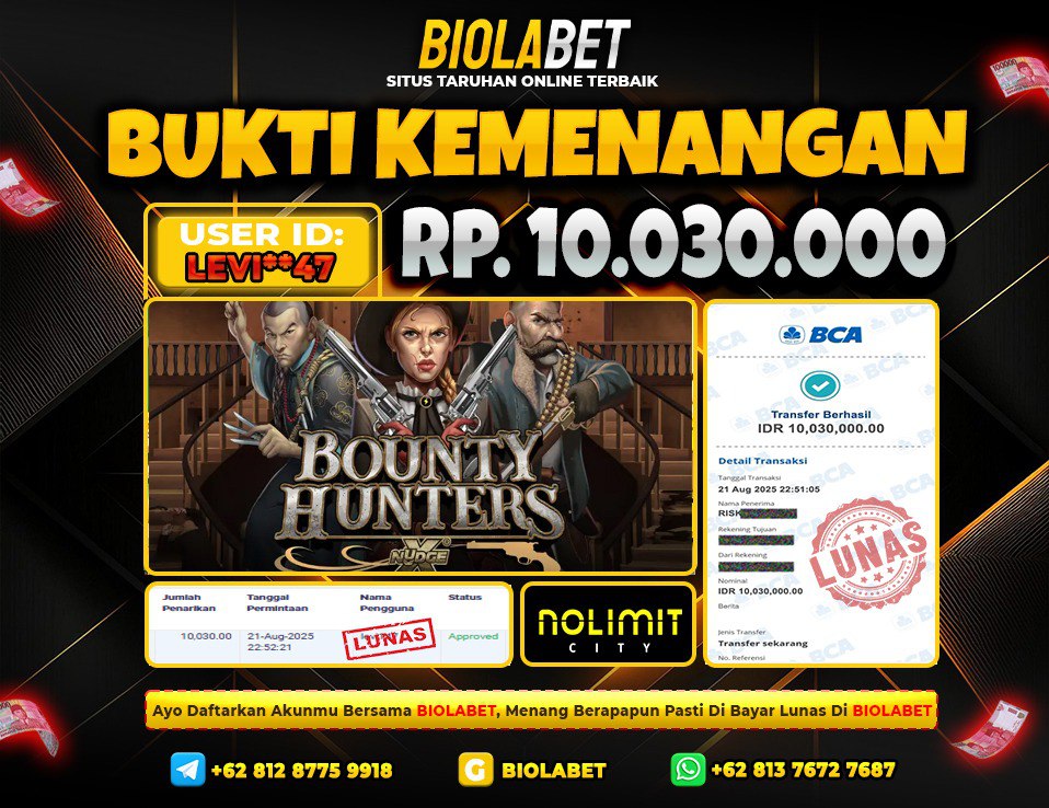 BIOLABET JACKPOT  No Limit City  Rp.10.030.000.,- LUNAS