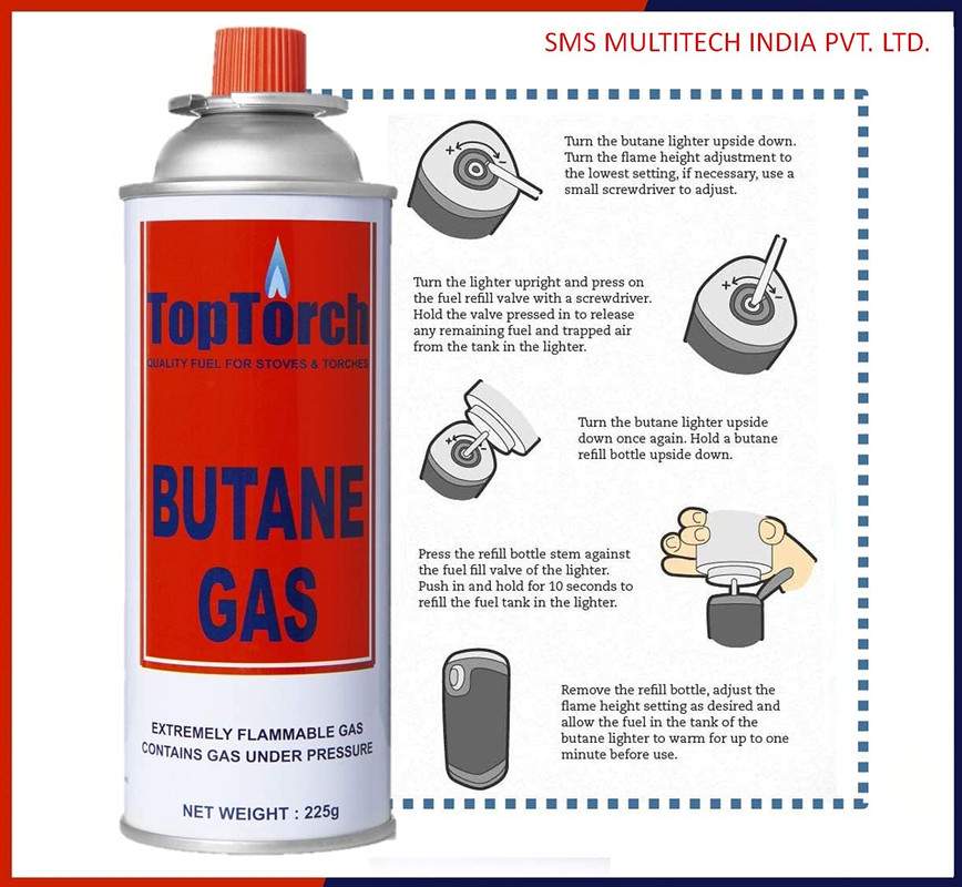Top Torch Port flame Butane Gas Canister (Blue) Pack of 1
