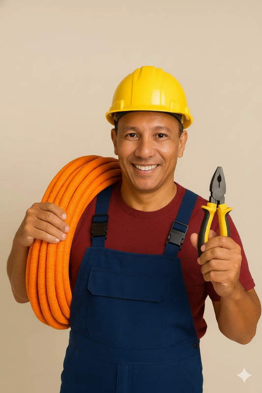 Eletricista trabalhando