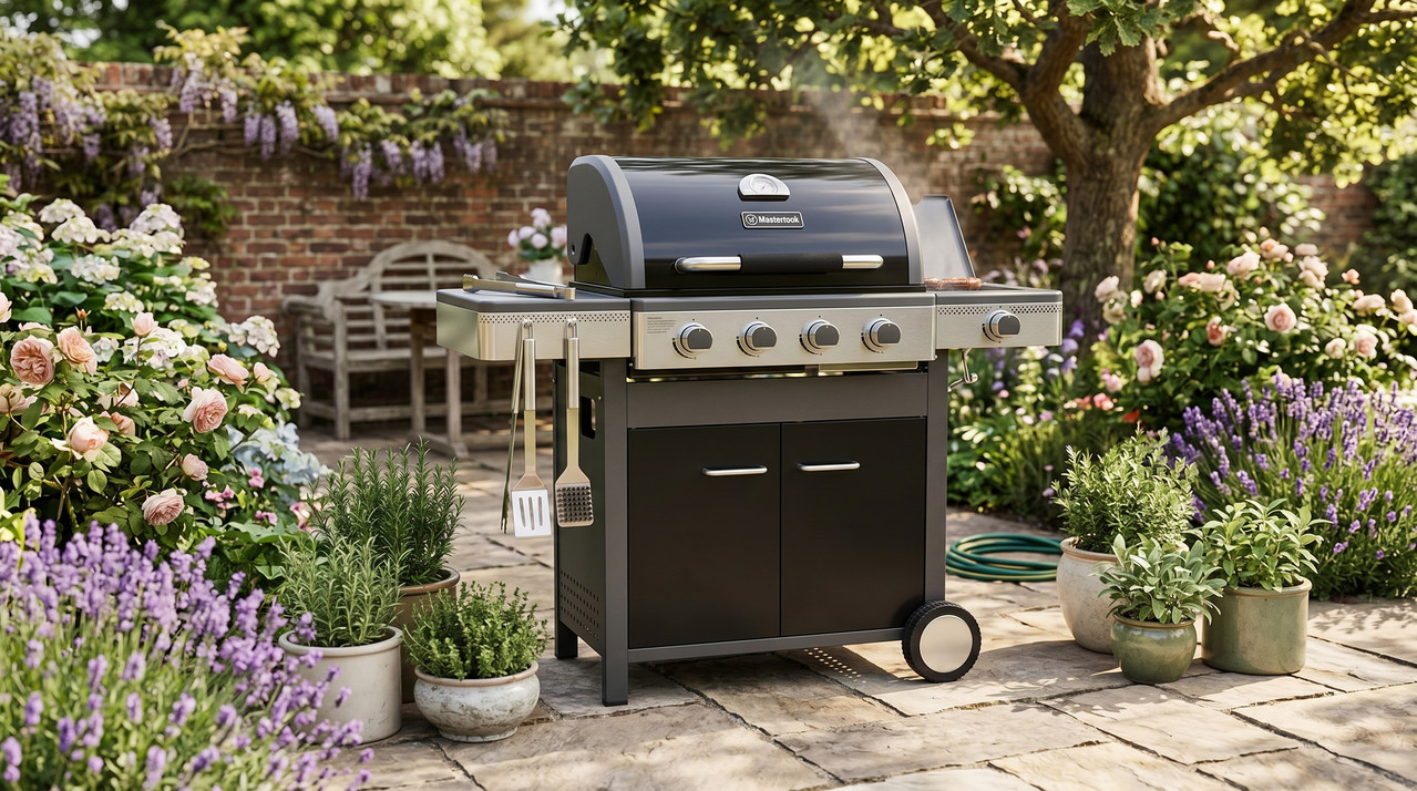 Barbacoa de gas Westinghouse de acero inoxidable con tapa de cristal