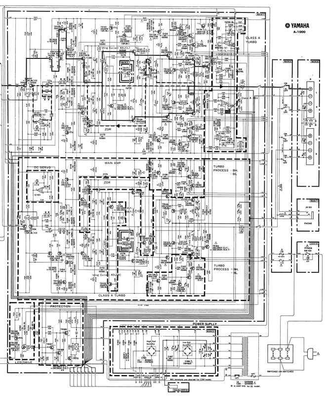 Yamaha A 1000 schematic detail power amplifiers and Class G power supply v2 1