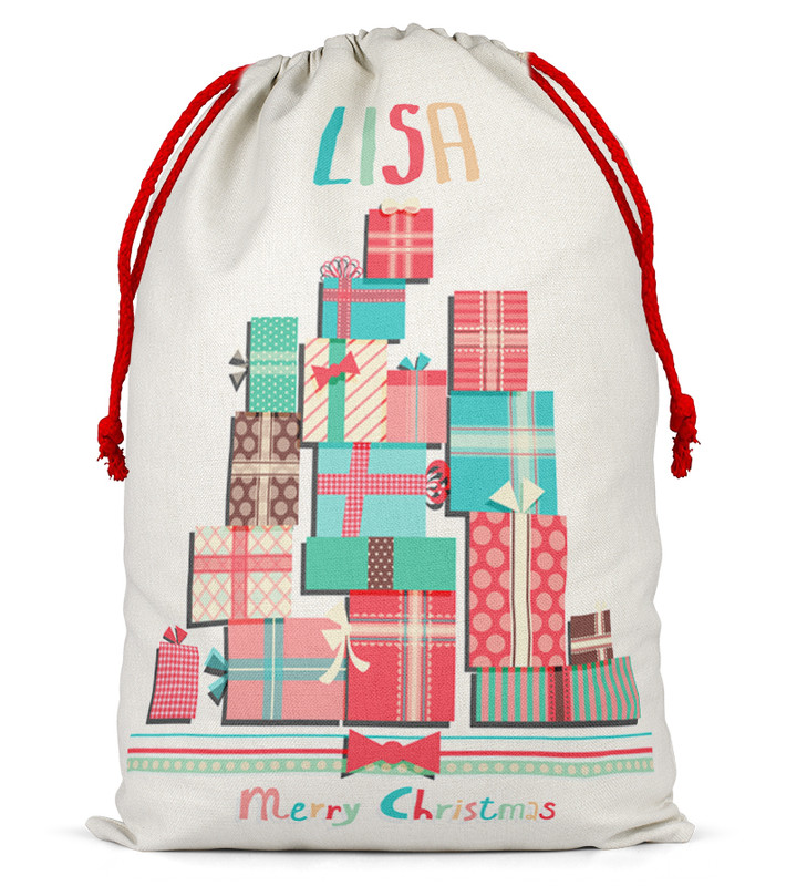 Personalised Christmas Sack Santa Bag Xmas Boy Girl Gift Stocking Present Bag 91
