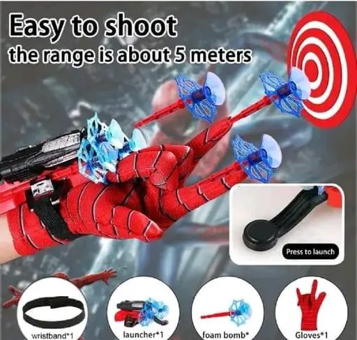 Spider Man Web Shooter Toy, Finger Projectile Launcher, Heroic Web Shooting Action Toys for Kids 3 to 8 Year Old Color 1 (T105)