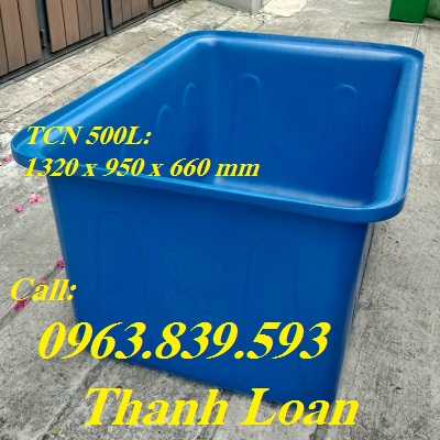 Thùng nhựa chữ nhật 500lit nuôi cá Koi cảnh, thùng nhựa 1 lớp. 0963 839 593 Ms.Loan Thung-chu-nhat-500-L-1-lop