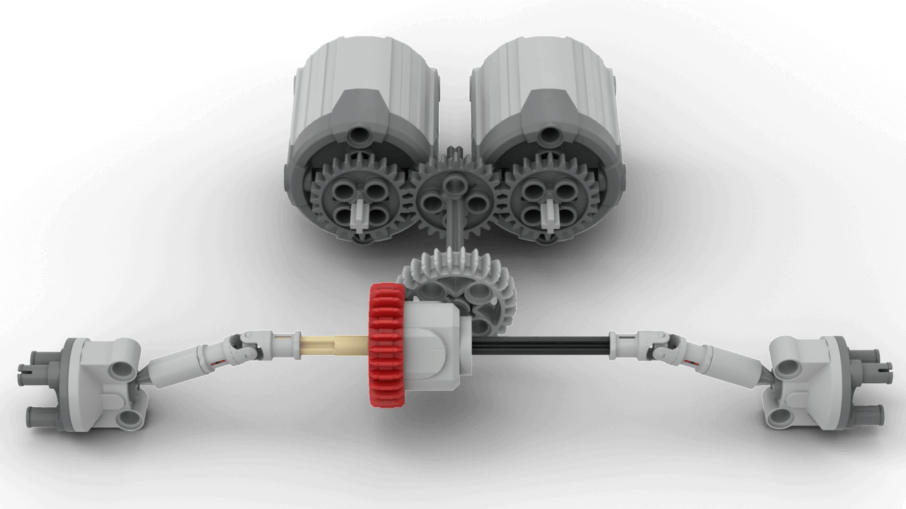 Lego Technic Hot Rod MOC transmission section diagram