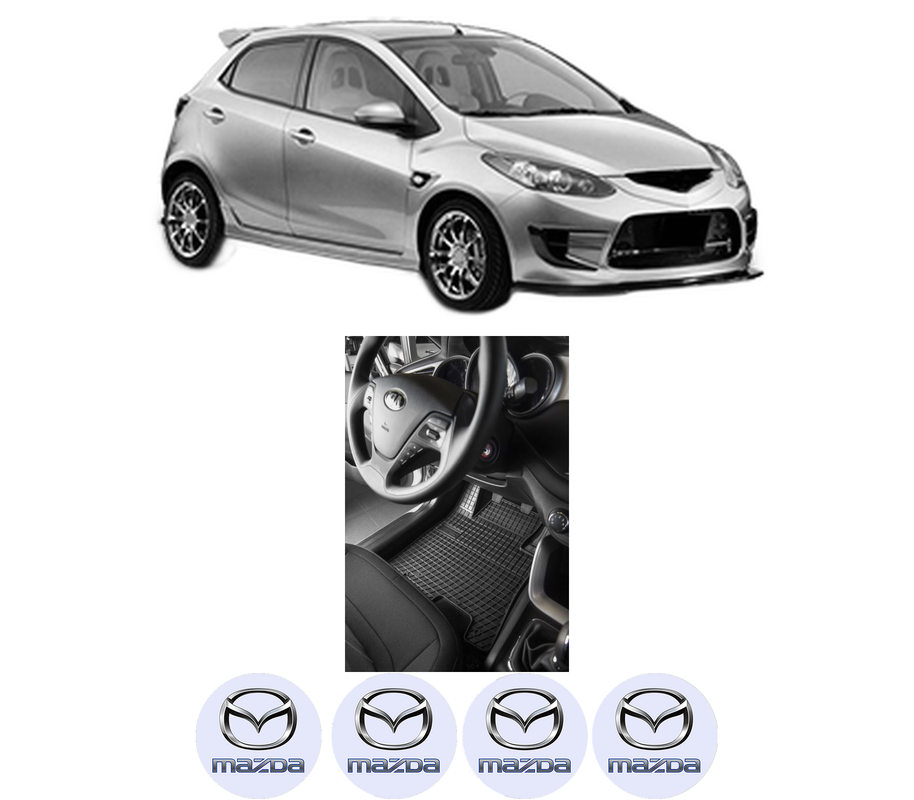 Set covorase presuri MAZDA 2 (DE_, DH_) din 2007-2015, auto, din cauciuc thermoplastic, 4 Stickere auto cu MAZDA
