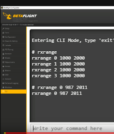 Learn To Build a Racing Drone - Part 11 - Betaflight Receiver Tab CLI_channel_map_range