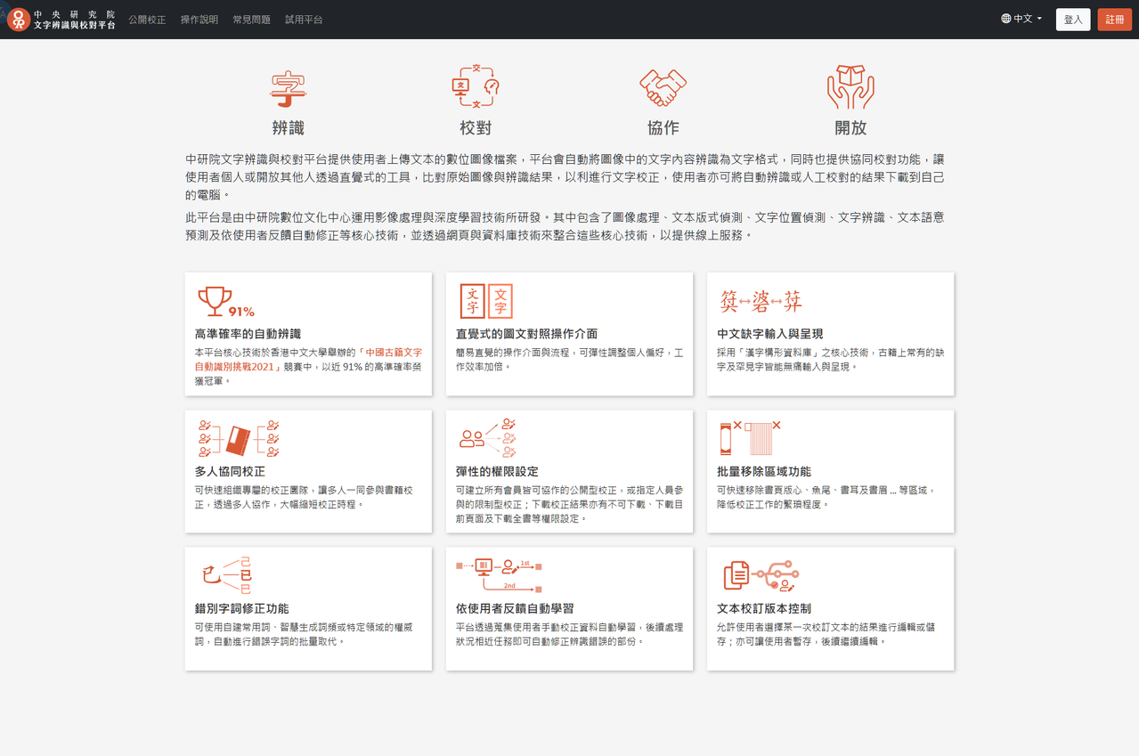 中研院 文字辨識與校對平台