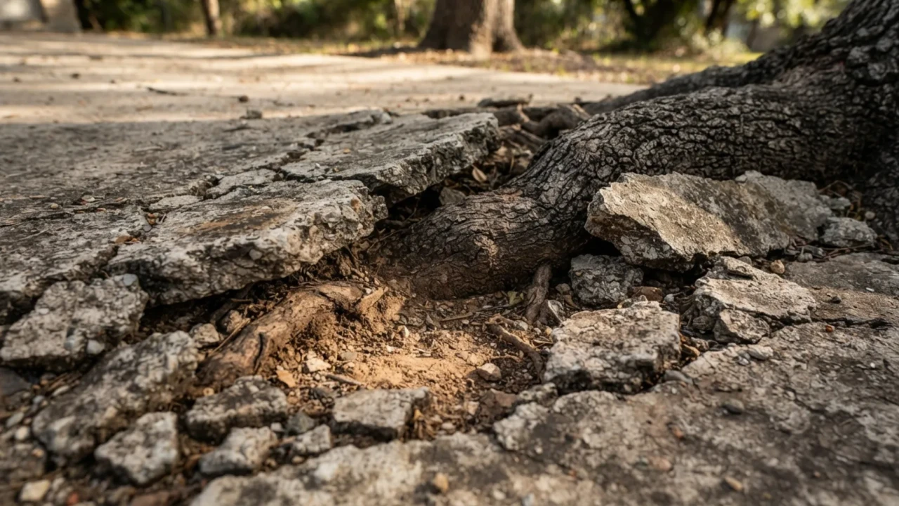 Tree root damage concrete driveway San Antonio