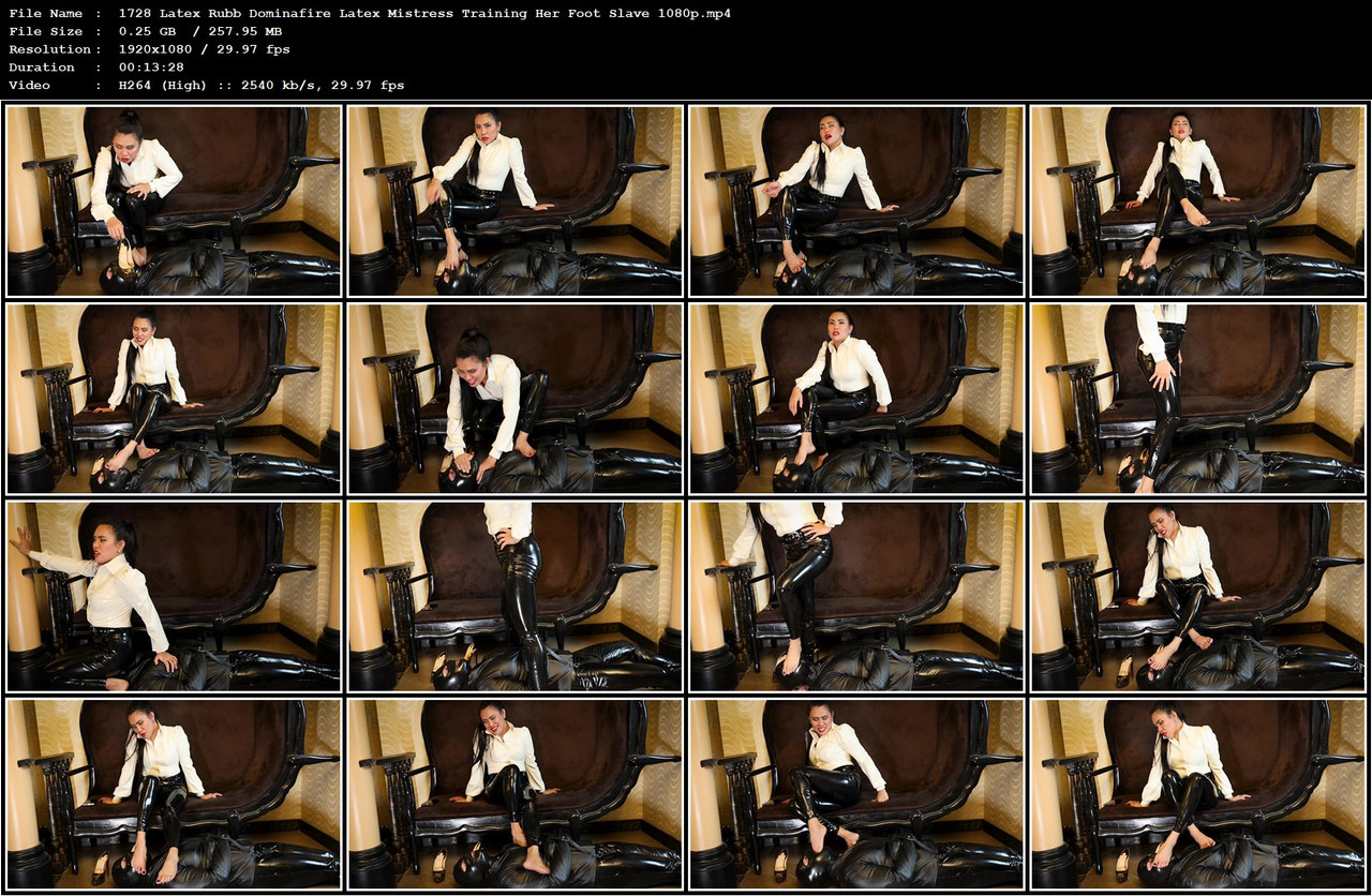 1728 Latex Rubb Dominafire Latex Mistress Training Her Foot Slave 1080p mp4