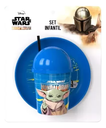 STAR WARS THE MANDALORIAN SET INFANTIL,PLATO + VASO